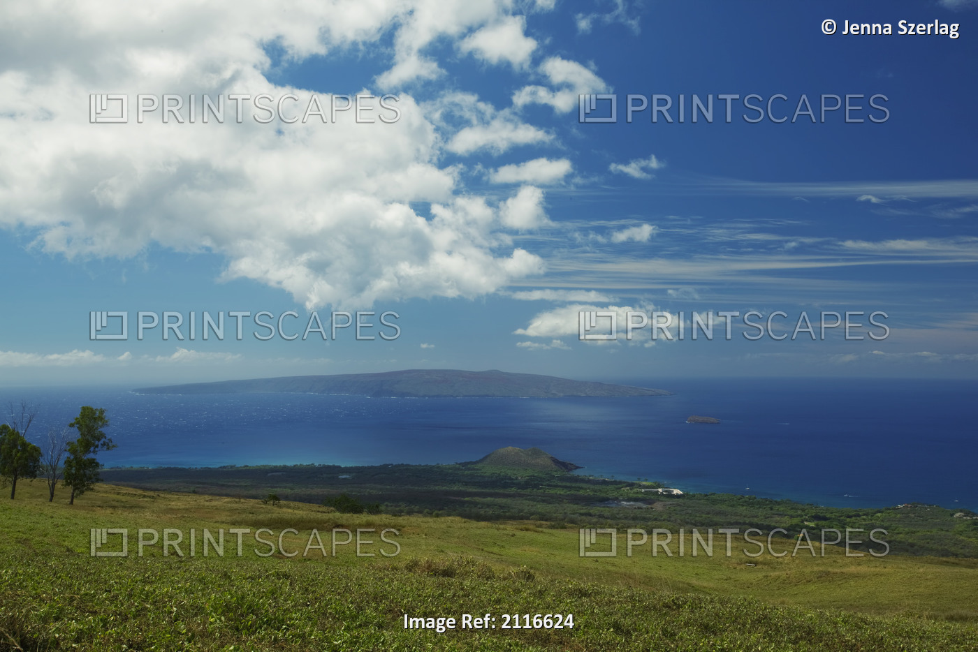 Hawaii, Maui, A view of the Maui coast with Kohoolawe Island in background.