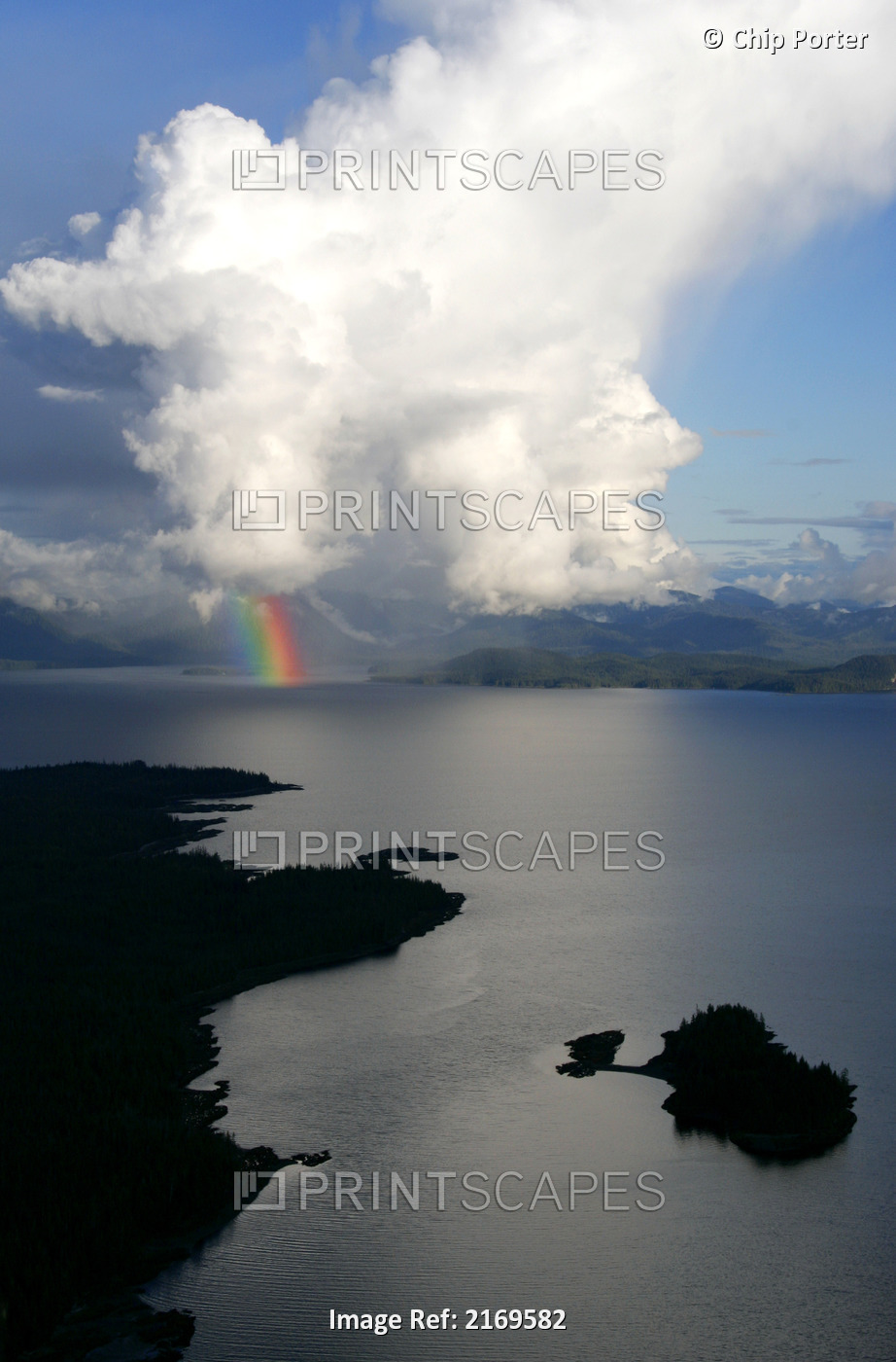 Rainbow Emerges From Thundercloud As Seen From Helm Bay Looking Across West ...