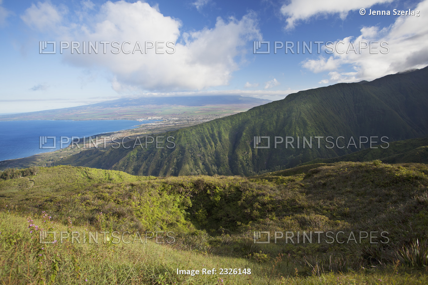 A view of maui's north shore from waihee ridge; Maui, hawaii, united states of ...