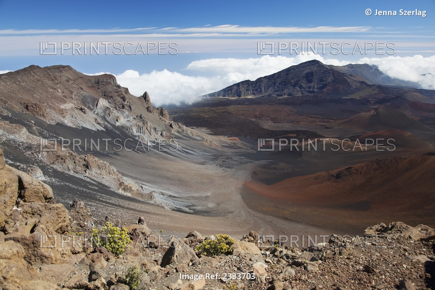 A View Of A Crater On A Sunny Day; Haleakala, Maui, Hawaii, United States Of ...