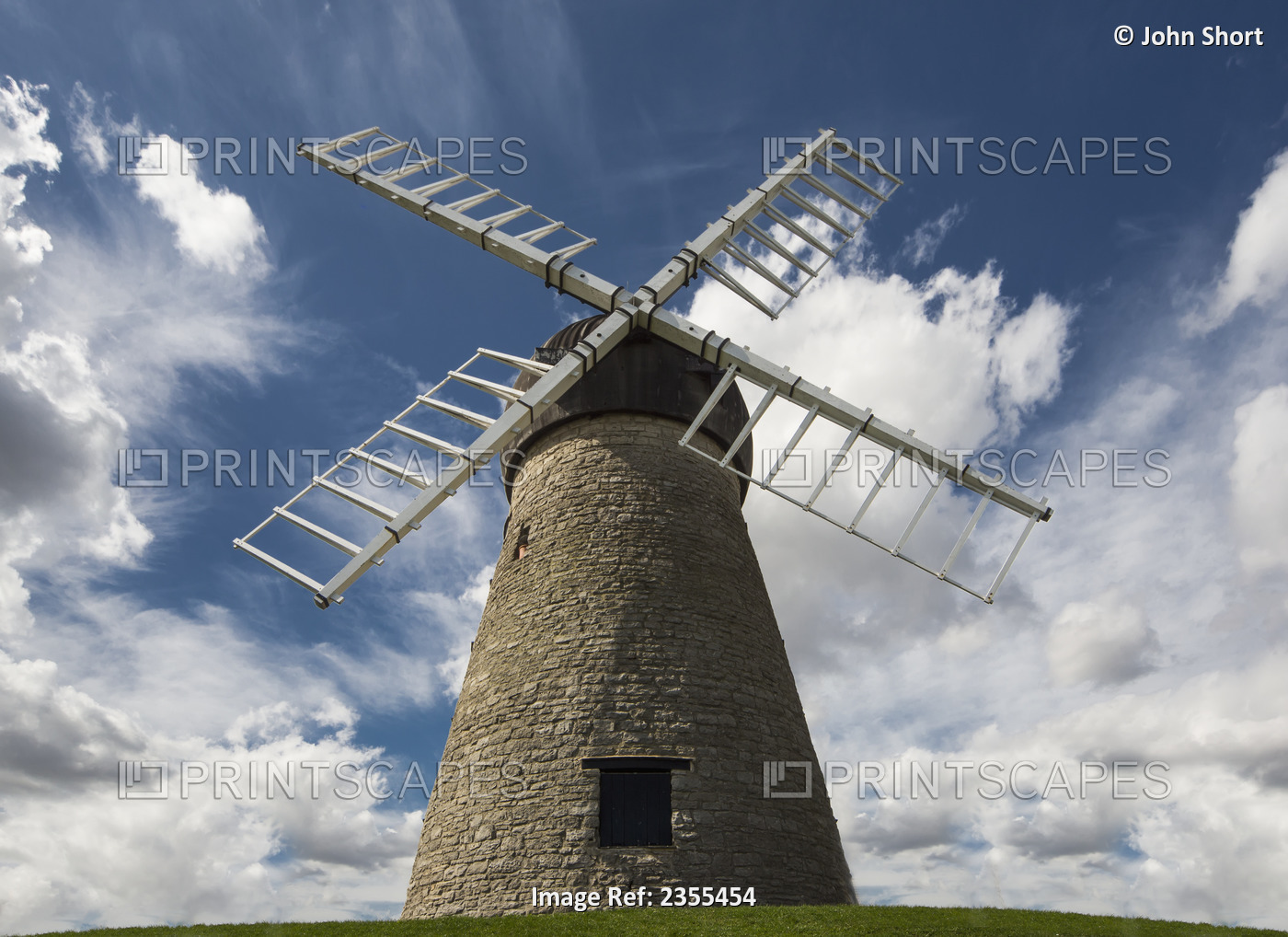 Windmill Against A Blue Sky With Cloud; Whitburn, Tyne And Wear, England