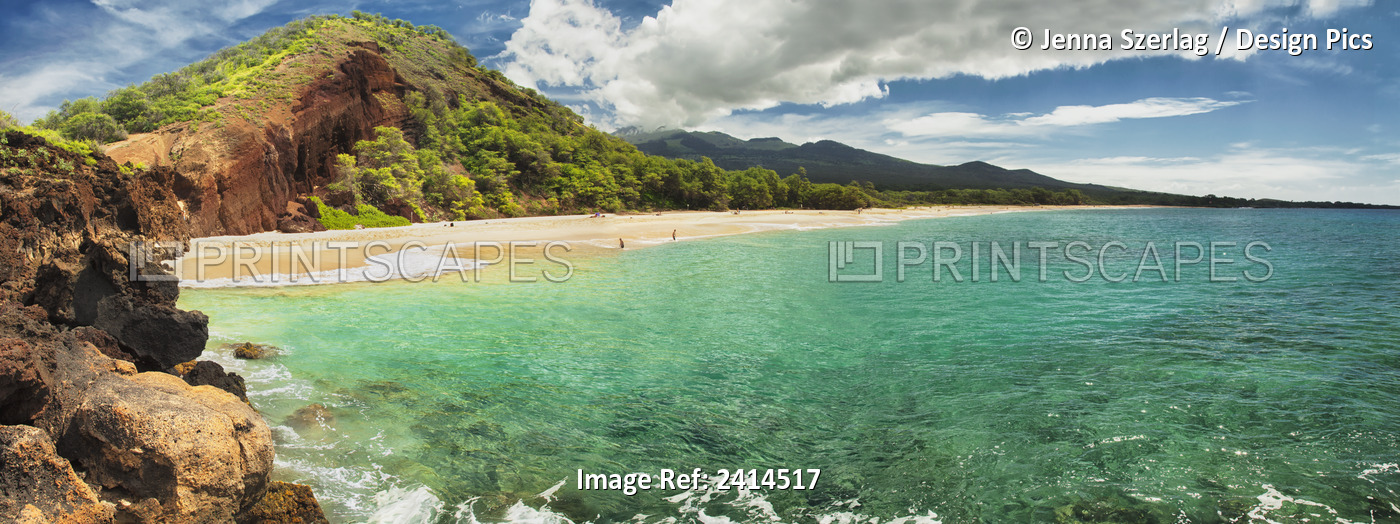 A Panoramic Of Big Beach; Makena, Maui, Hawaii, United States Of America