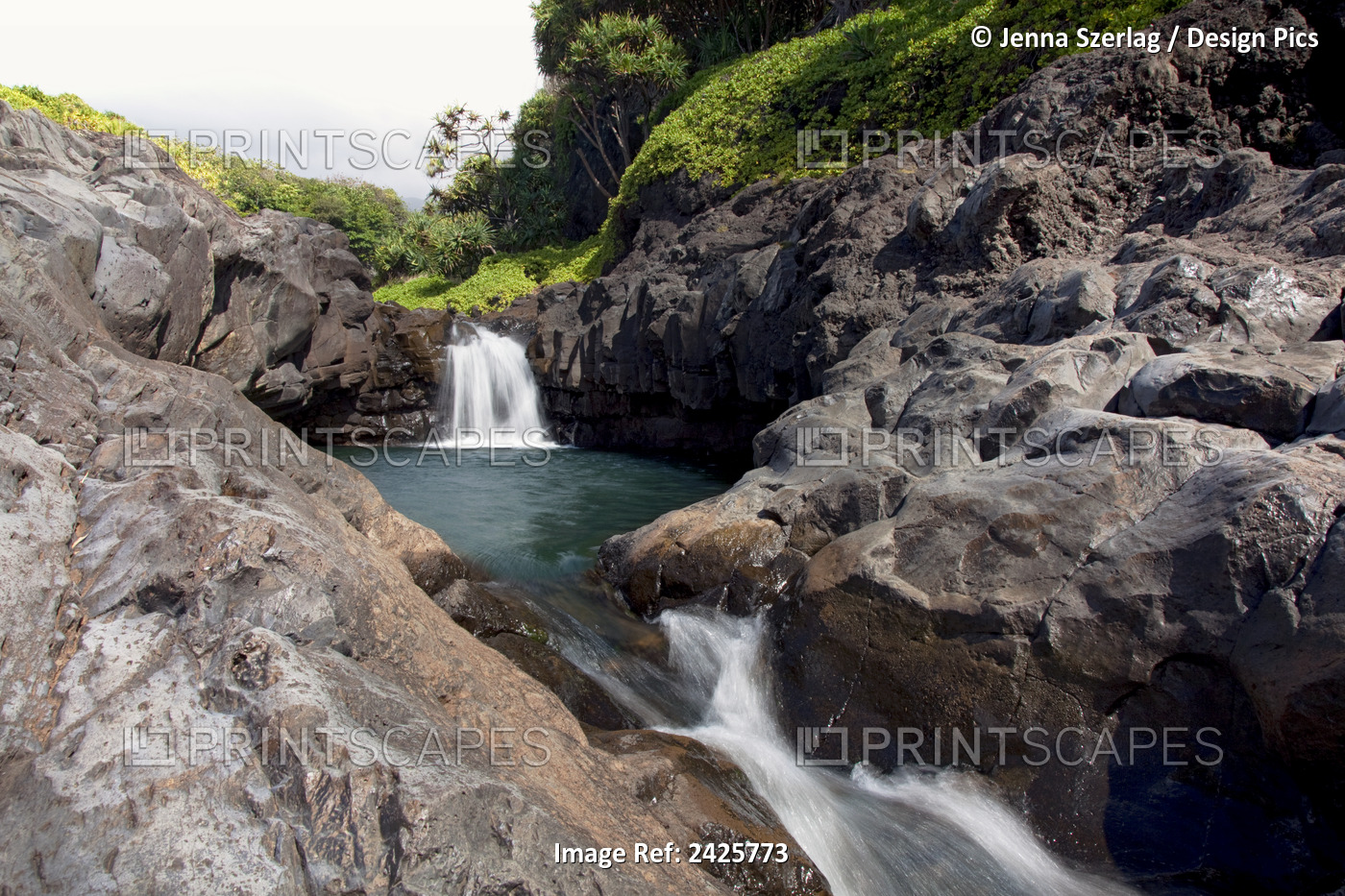 Hawaii, Maui, Kipahulu, A Waterfall In The Seven Sacred Pools.