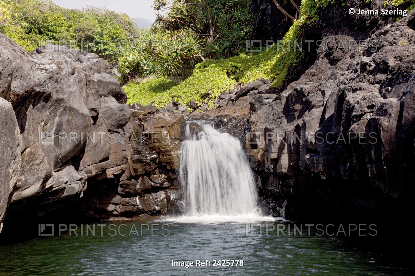 Hawaii, Maui, Kipahulu, A Waterfall In One Of The Seven Sacred Pools.