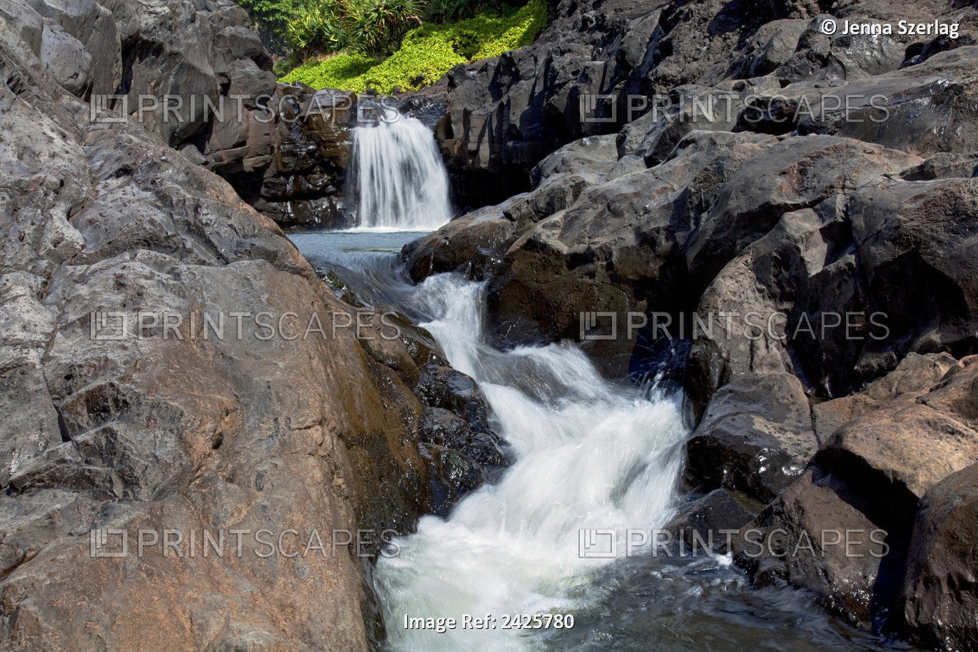 Hawaii, Maui, Kipahulu, A Waterfall And Stream At The Seven Sacred Pools.