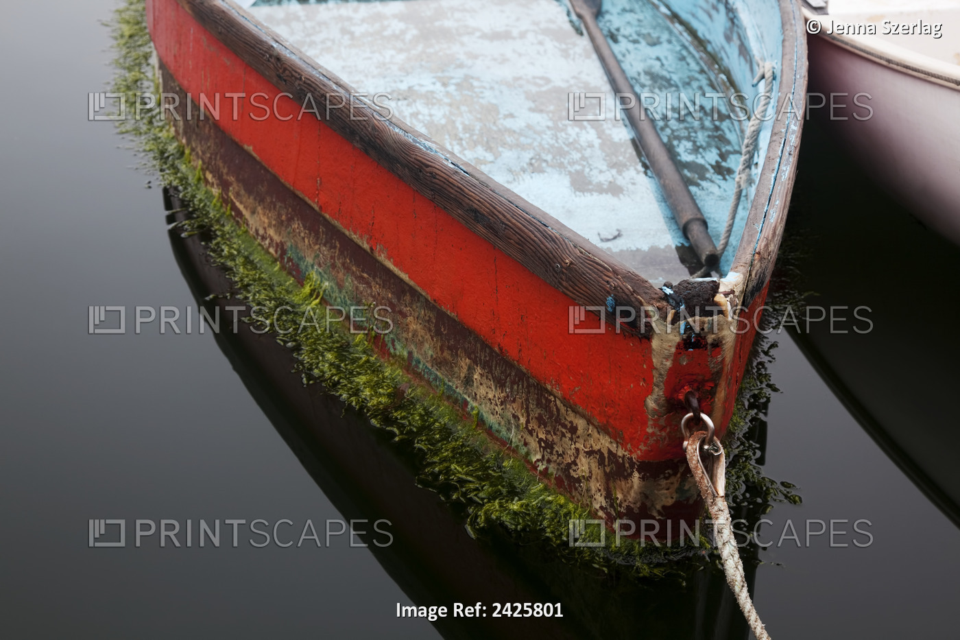 New England, Massachusetts, Close Up Of A Small Wooden Boat In The Rockport ...