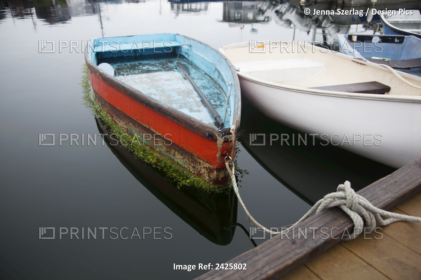 New England, Massachusetts, Close Up Of Small Wooden Boats In The Rockport ...