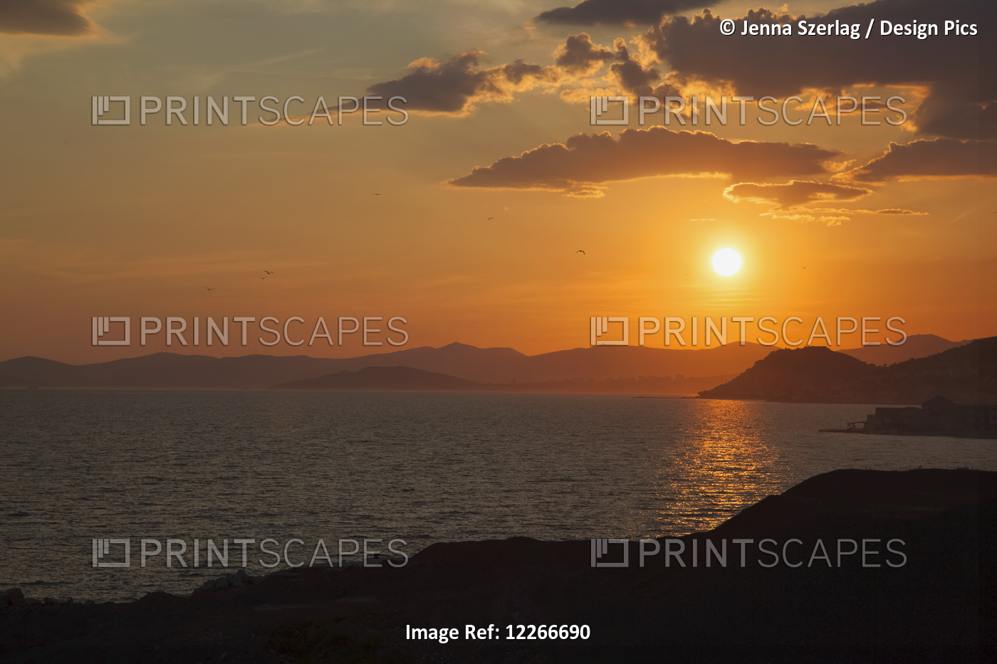 Sunset Glowing Along The Dalmation Coast; Omis, Croatia