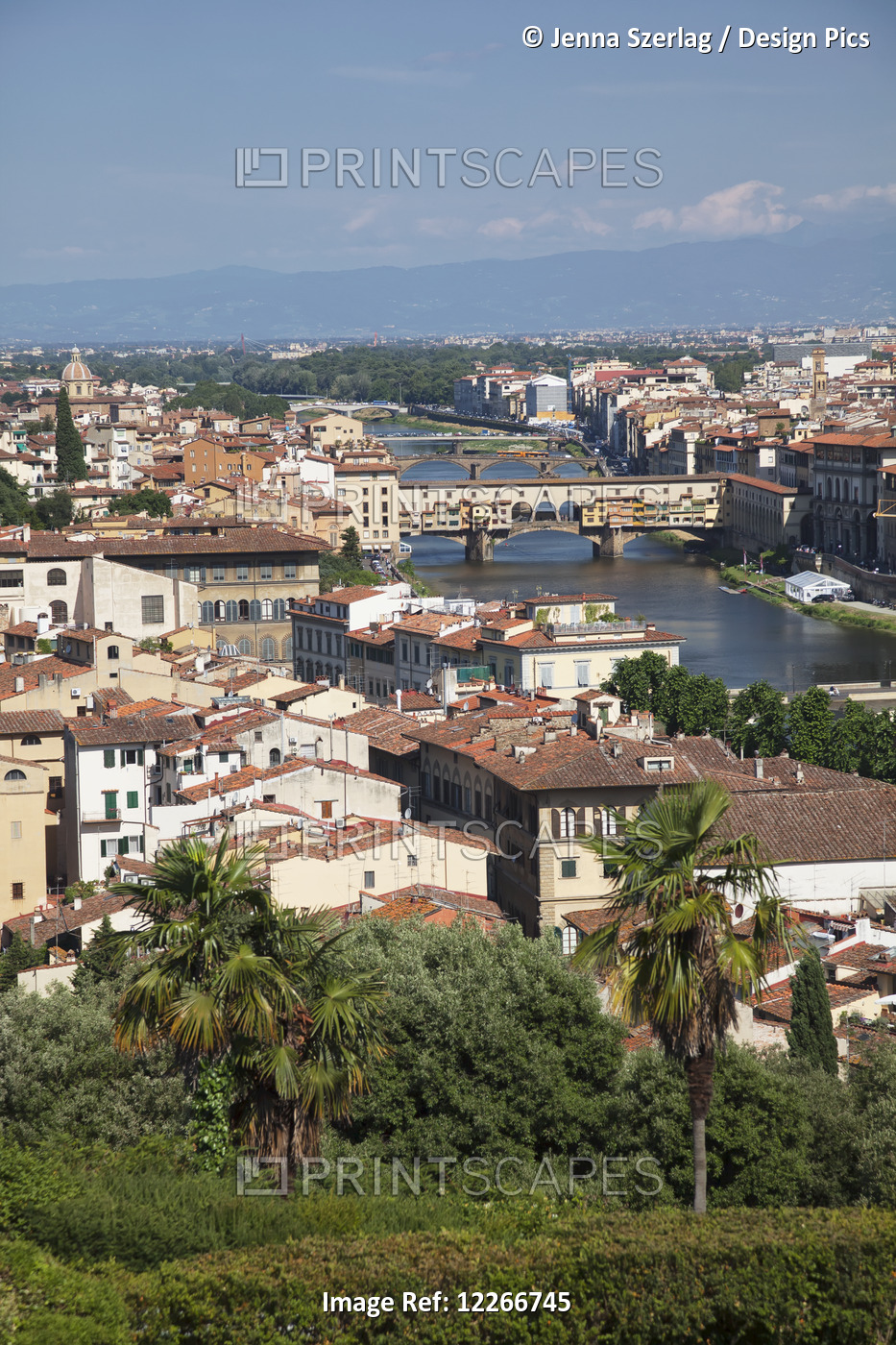A View Of The City With Ponte Vecchio; Florence, Italy