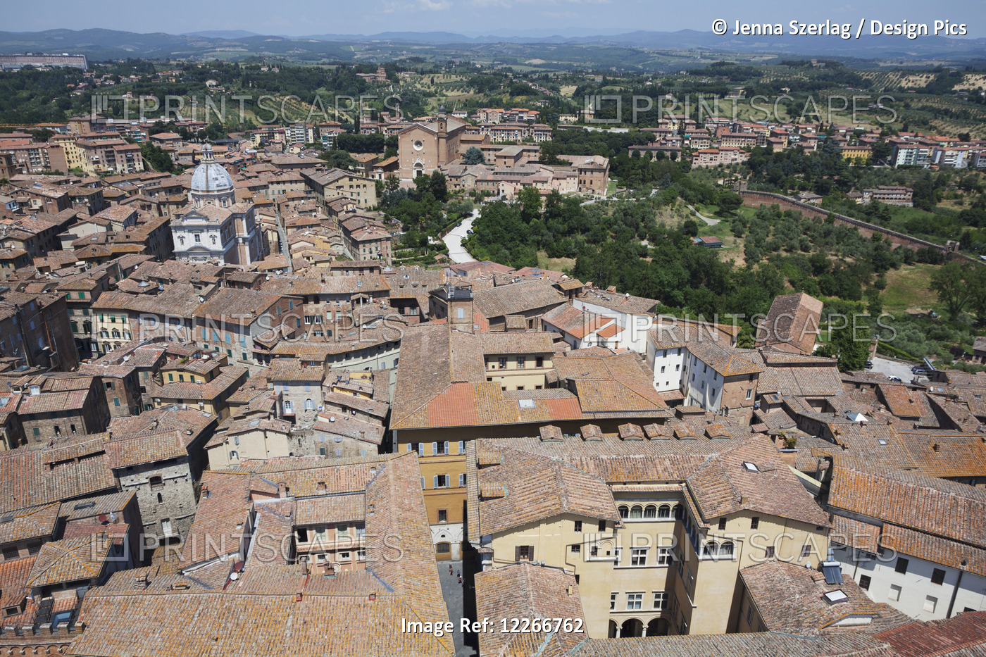 Aerial View Of The City Of Siena; Siena, Tuscay, Italy