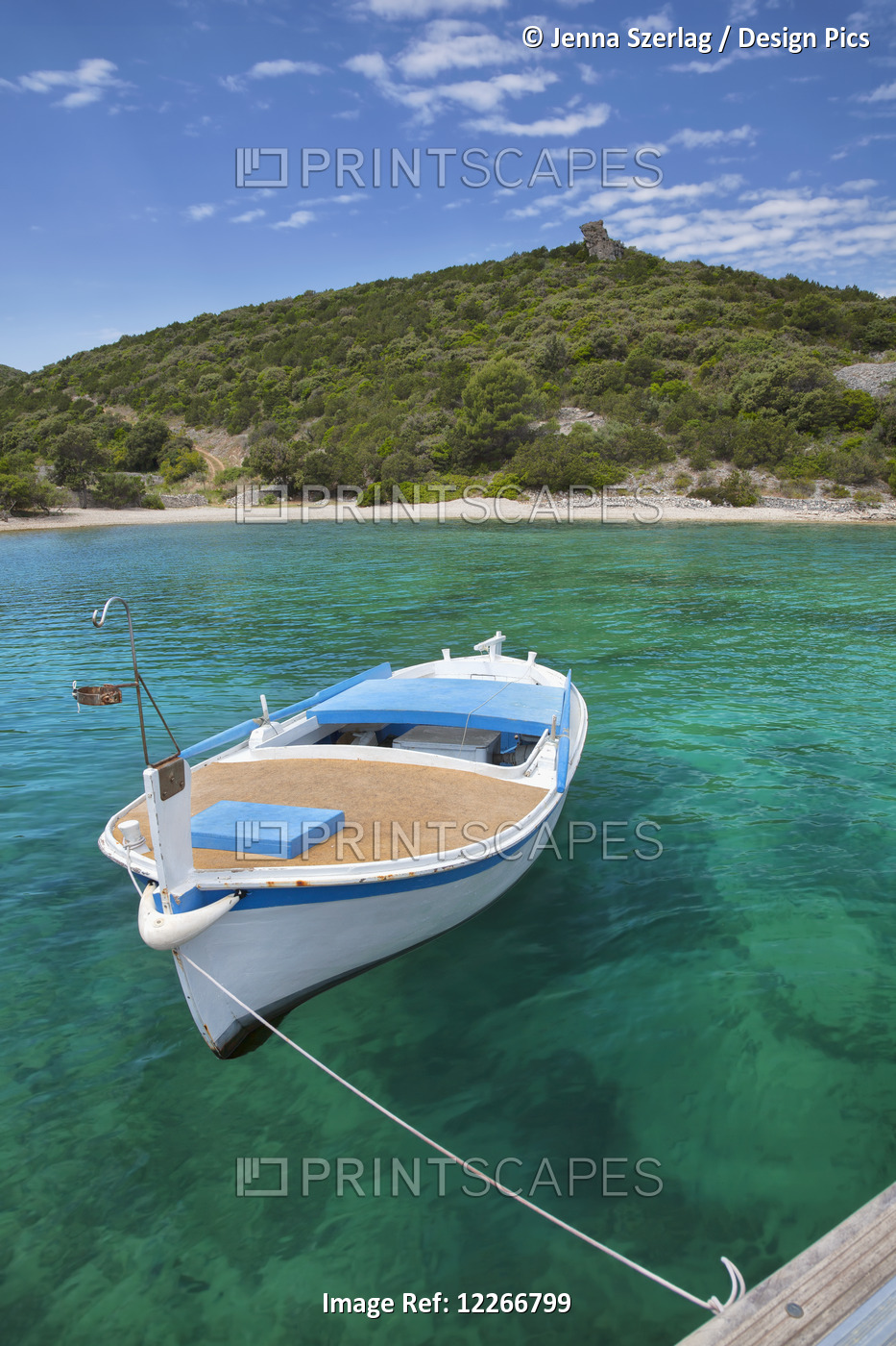A Boat Rests In Clear Water On The Island Of Brac; Povlja, Island Of Brac, ...