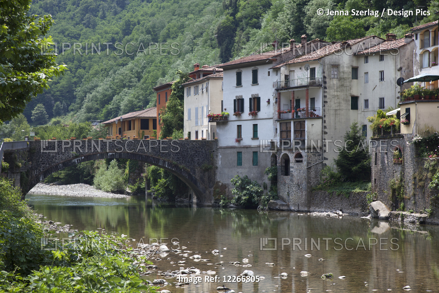 The Quaint Village Of Bagni Di Lucca In The Alpuan Alps; Bagni Di Lucca, ...