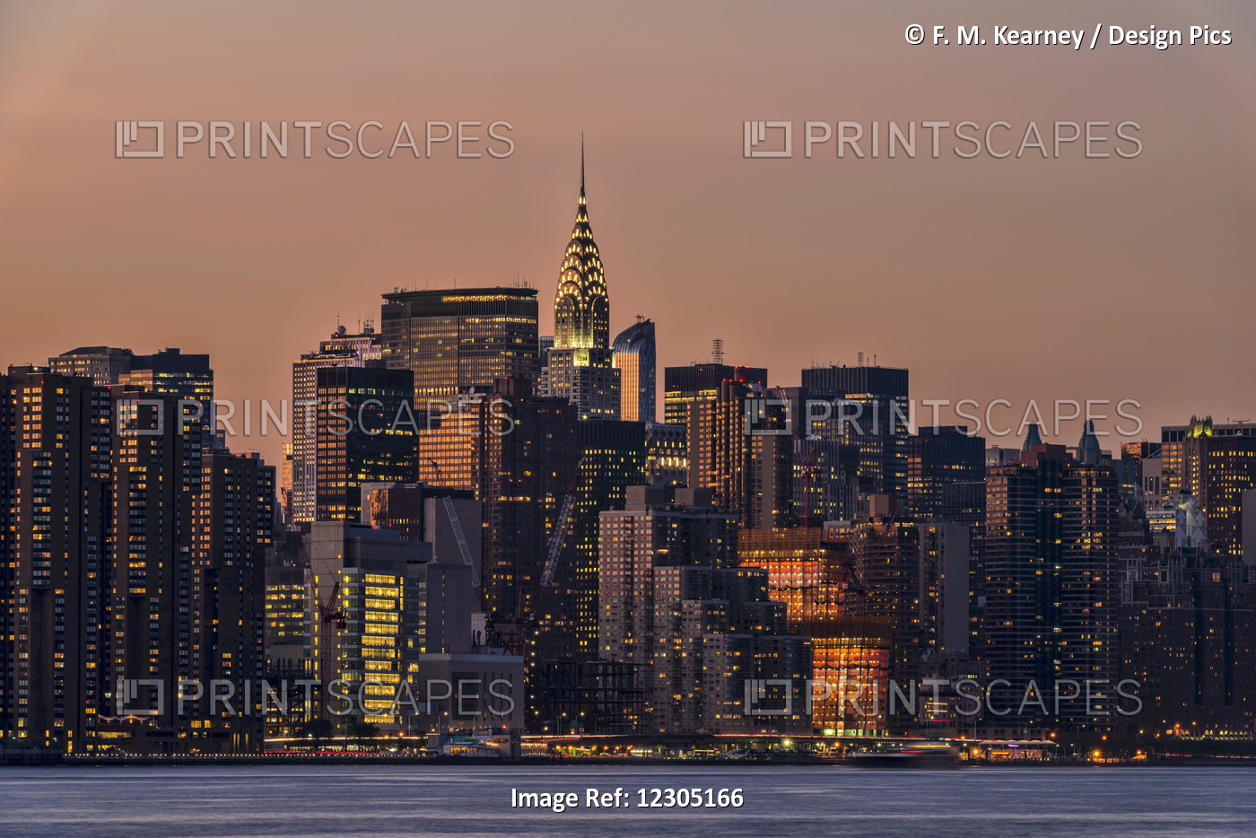Midtown Manhattan Skyline At Sunset; New York City, New York, United States Of ...