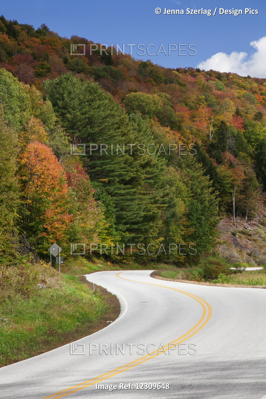 Autumn Coloured Foliage And Scenery Along Route 100; Granville, Vermont, United ...