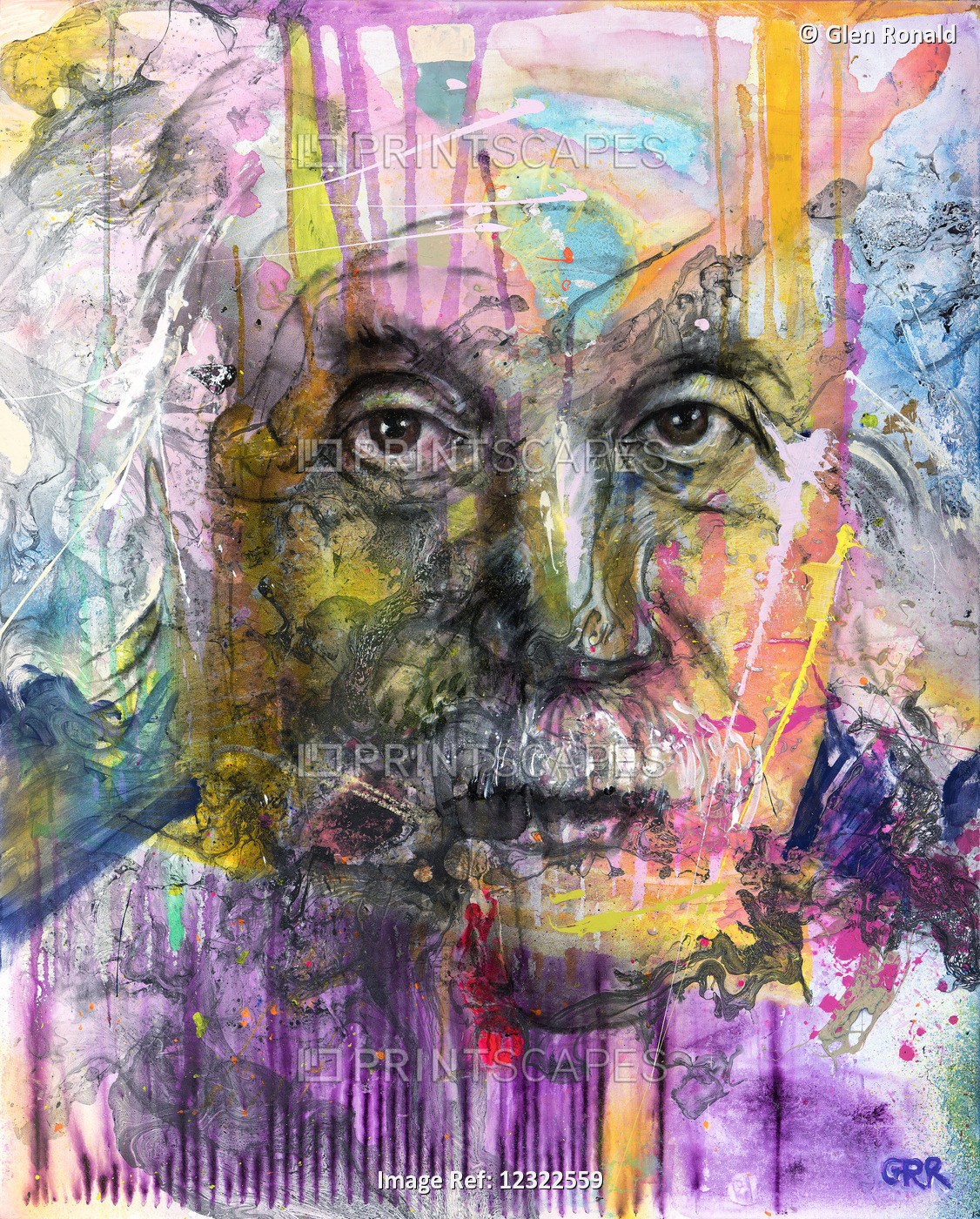 Portrait of Albert Einstein, Colourful Artwork With Abstract Patterns