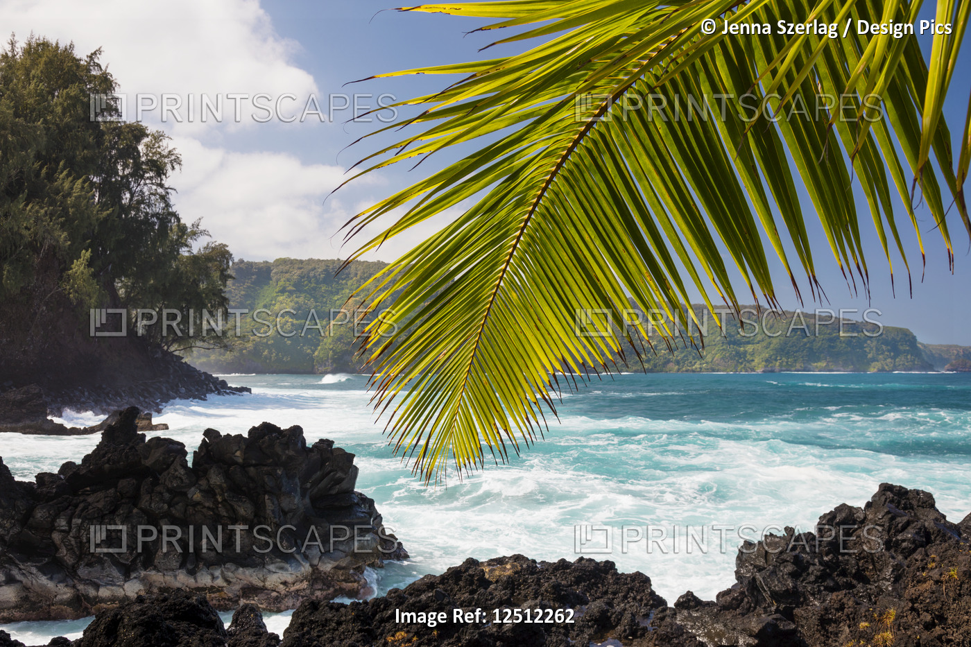 Maui's lush East side cliffs along the road to Hana; Keanae, Maui, Hawaii, ...