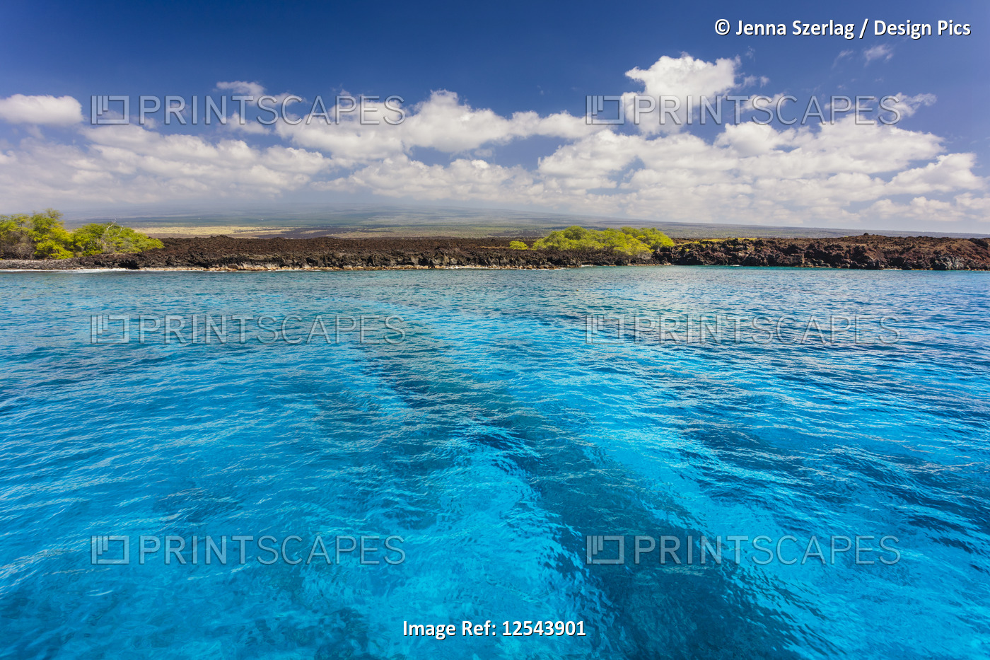 View of the coastline from a boat on Manuka Bay; Maui, Hawaii, United States of ...